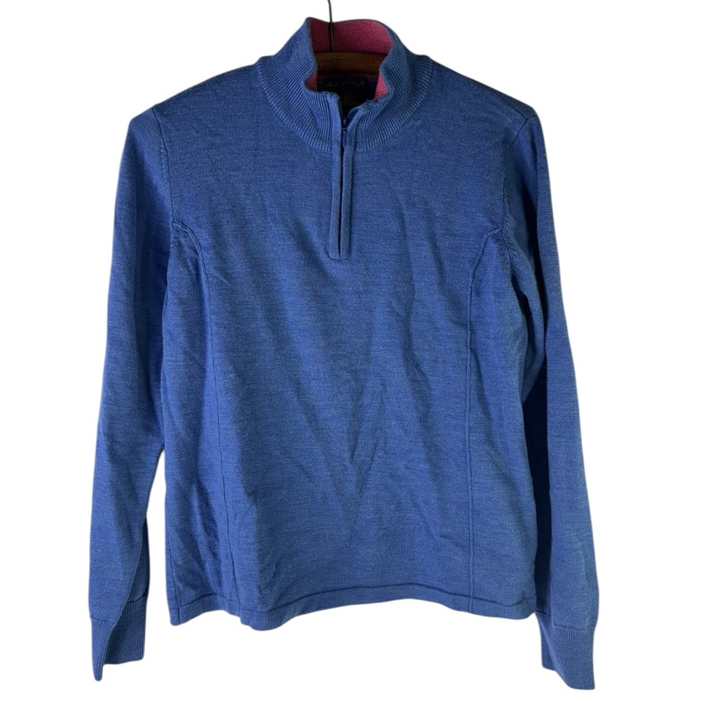 Charles F. Orvis 100% Merino Wool quarter zip women’s size medium, blue